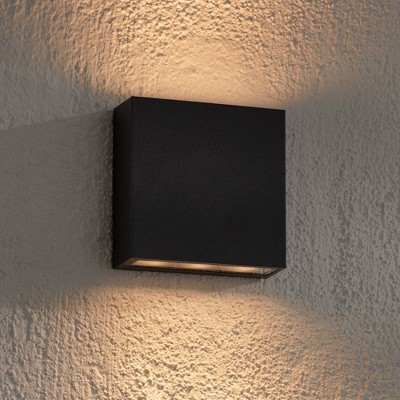 Modern Black Aluminum Outdoor Wall Sconce Set with LED Lights