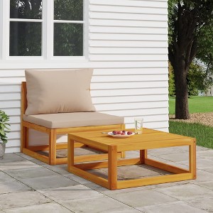 vidaXL 2 Piece Patio Sofa Set with Cushions Solid Wood Acacia - 1 of 4
