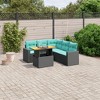 vidaXL 6 Piece Patio Sofa Set with Cushions Black Poly Rattan - 2 of 4
