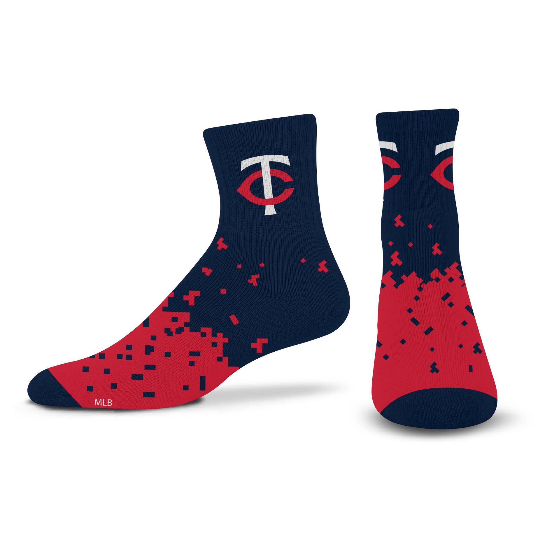 MLB Minnesota Twins Adult Quarter Socks: Cushioned Heel & Toe, Knit Fabric