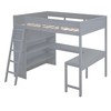 TIRAMISUBEST Full Size Loft Bed with L-Shaped Bulit-in Desk and Storage Shelves, Wooden Loft Bedframe with Ladder and Guardrails - 3 of 4