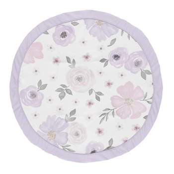 Sweet Jojo Designs Girl Baby Tummy Time Playmat Watercolor Floral Purple Pink and Grey