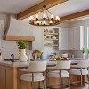 BAOURE Rustic Farmhouse Wagon Wheel Chandelier with Seeded Glass Shade, 6 Light Round Wood Pendant Light for Dining Room Living Room Foyer, Brown 21in - 4 of 4