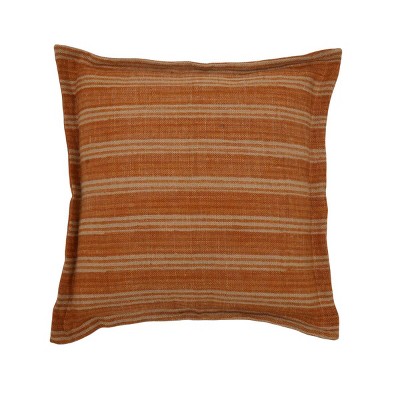 HomeRoots 20" Cinnamon Striped Jute Throw Pillow