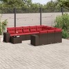 vidaXL 11 Piece Garden Sofa Set with Cushions Brown and Red Poly Rattan - 2 of 4