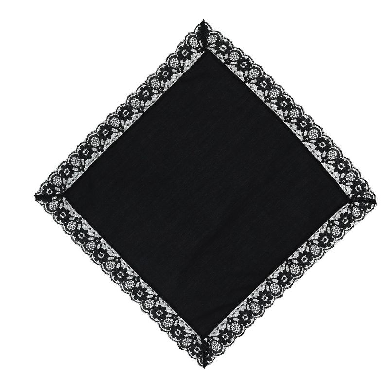 CTM Women's Ebony Lace Border Handkerchief, 2 of 4