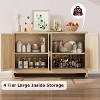 4-Door Sideboard Buffet Cabinet, Natural Rattan Storage Cabinet, Boho Entryway Console Table, Coffee Bar Station for Dining Room, Living Room - 4 of 4