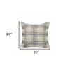 HomeRoots 20" X 20" White And Gray-Blue Polyester Plaid Zippered Pillow - 3 of 4