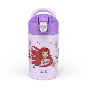 Zak Designs 14 fl oz Stainless Steel Vacuum Insulated Princess Water Bottle: Kids & Toddler, Dishwasher-Safe, Purple - 1 of 4