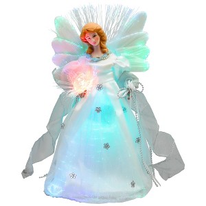 Northlight Color-changing Fiber Optic Angel with Rose Christmas Tree Topper - 12" - White - 1 of 4
