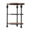Round End Table with Storage Shelves, 3-Tier Round Farmhouse Side Table w/Mental Support Legs - 4 of 4