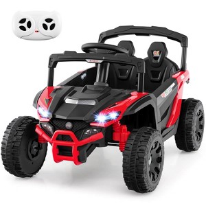 Honeyjoy 12V Kids Ride On Car Battery Powered Electric Remote Control LED Lights Music Black/Red/Rose Red - 1 of 4