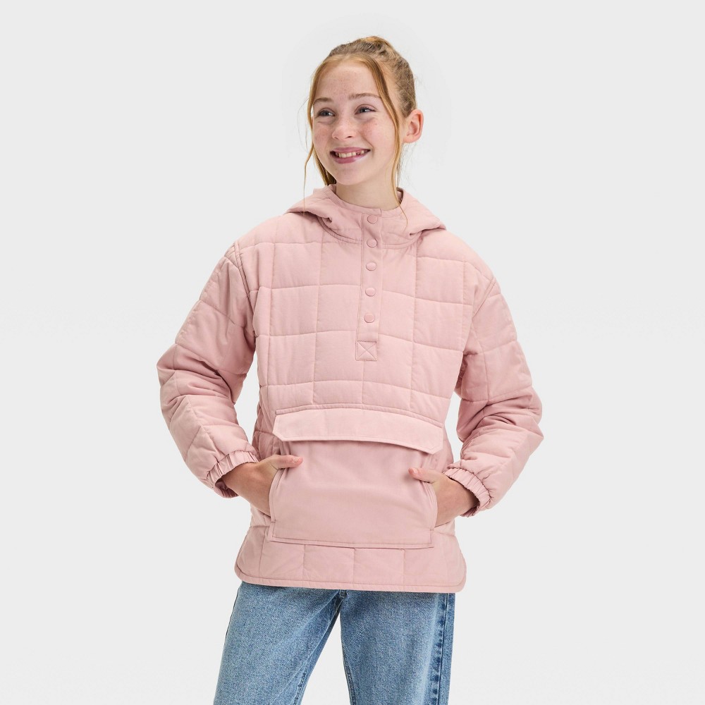 Girls' Solid Quilted Jacket - art class™ Pink M
