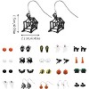 20 Pair Halloween Earrings Set - Bat, Witch, Cat, Skeleton & Ghost Dangle Jewelry for Women, Gothic Costume Accessories - 2 of 4