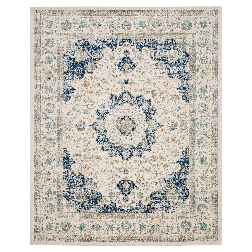  Abstract Knotted Area Rug Ivory/Blue