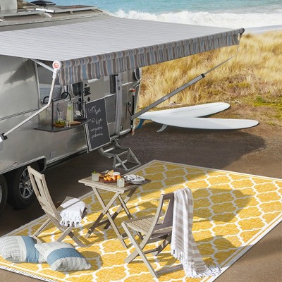 Moroccan Trellis Yellow/Cream 9' x 12' Synthetic Indoor/Outdoor Rug