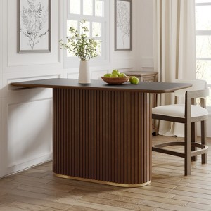 Christopher Knight Home Cassian 63"W Mid-Century Modern Wooden Pedestal Counter Table - 1 of 4