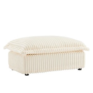 PAGED Corduroy Fabric Ottoman, Modern Wooden Sectional Sofa Footstool Module with Thickened Seat Cushion, Shoe Bench for Living Room, Bedroom - 1 of 4
