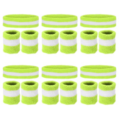 Unique Bargains Terry Cloth Sports Athletic Gym Working Out Headband Wristband Sweatband 6 Sets