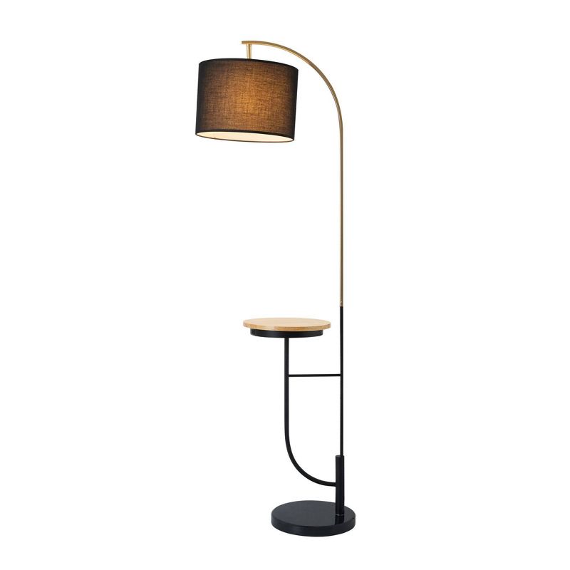 65&#34; Lana Arc Floor Lamp with Table and USB Port&#160;Black - Teamson Home, 1 of 9