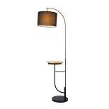 65" Lana Arc Floor Lamp with Table and USB Port Black - Teamson Home