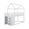 NicBex Twin Over Twin Bunk Bed with Roof Design and Guardrail and 3 Drawers,Loft Bed with Ladder and Shelves,Noise Reduced Bunk Beds for Bedroom - 3 of 4