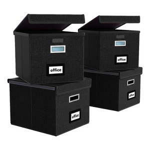 Aoibox 4-Pack Collapsible Linen File Organizer Boxes with Metal Handles ...