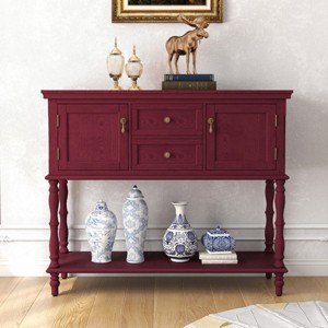 ChicFurnit Decorative Storage Cabinet Retro Console Table with Drawers and Cabinets for Living Room, Red, 46.00"*16.90"*8.30" - 1 of 4