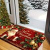 Lomsoe 1pc Rectangular Christmas Door Mat With Santa Claus Golden Lettering Red Golden Plush Indoor Entry Mat, Christmas Gift. - 4 of 4