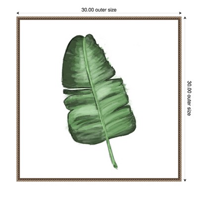 Leaves of the Tropics I Green Canvas Print with Bronze Frame