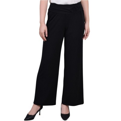 NY Collection Womens Solid, Tie Waist Casual Cropped Pants