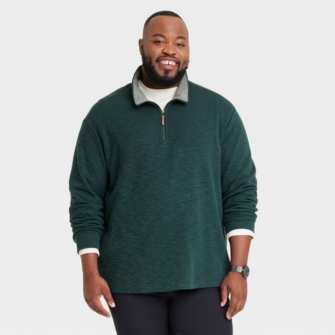 Men's Big & Tall Quarter-zip Sweatshirt - Goodfellow & Co™ Dark Green Mt :  Target