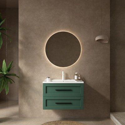 NicBex Floating Bathroom Vanity with Sink,Bathroom Sink Vanity with 2 Drawers and White Ceramic Basin,30/36 inch Bathroom Sink Cabinet,Green
