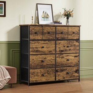 WOWLIVE 10 Drawers Dresser, Wooden Dresser, Chest of Drawers with Fabric - 1 of 4