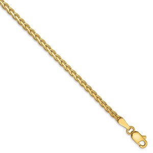 Black Bow Jewelry 2.5mm, 14k Yellow Gold, Flat Wheat Chain Bracelet, 7 Inch - 1 of 4