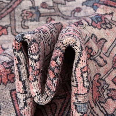 Mangata 5 ft Square Beige and Pink Chenille Area Rug