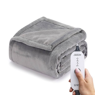 Sunbeam 50x60 Nordic Velvet Light Marble Electric Throw Blanket : Target