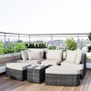 SKRAN 6-Piece Patio Outdoor Conversation Round Sofa Set, PE Wicker Rattan Separate Seating Group with Coffee Table, Beige - 2 of 4