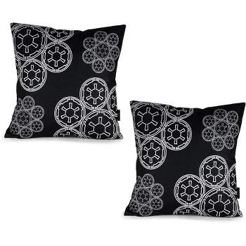 Seven20 Star Wars Black Throw Pillow | White Imperial Logo | 20 x 20 Inches | Set of 2