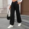 Womens Pants Elastic V Waist Pocket Jogger Loose Fit Casual Pants - 3 of 4