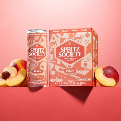 Spritz Society Peach Wine Spritzer - 4pk/355ml Cans