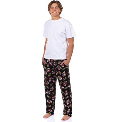 Seven Times Six Super Mario Pajamas Men's Mario All Over Print Lounge Pajama Pants Black