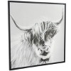 Canvas Bull Shaded Framed Wall Art with Black Frame White - The Novogratz: Bohemian Style Animal Artwork, Vertical Canvas - image 4 of 4