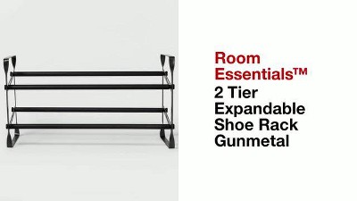 2-Tier Expandable Shoe Rack with Pivoting Bars