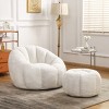 Teddy Fabric Bean Bag Chair with Footstool, Foam-Filled Lounge Sofa, Cozy Floor Seating for Relaxing-Baofuwish - 2 of 4
