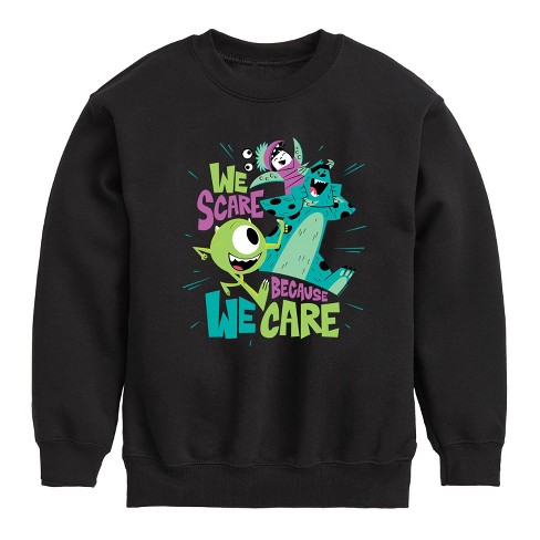 Boys Disney We Scare Because We Care Graphic Long Sleeve Fleece Sweatshirt Black X large Target