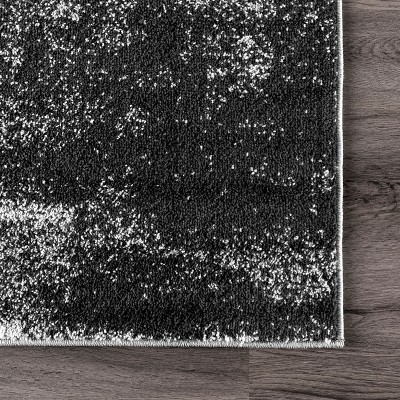 Black Abstract Reversible 4' x 6' Synthetic Area Rug