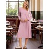 INSPIRE CHIC Womens Nursing Dress Zip Flowy Tiered Fall Winter Pleated Long Sleeve Maternity Dresses for Breastfeeding - 3 of 4