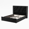 Merax Modern Velvet Upholstered LED Bed Frame with Wingback Headboard & Storage Drawers - 3 of 4