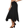 Women's Flowy Handkerchief Hem Midi Skirt - Asymmetric Boho Chic A-Line Skirt Black - 3 of 4